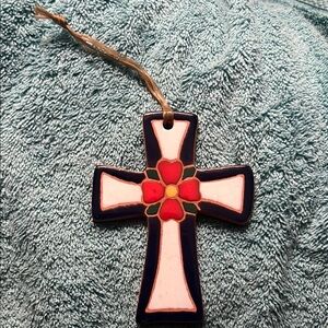 Vintage Hill Country Art Pottery Cross Ornament
